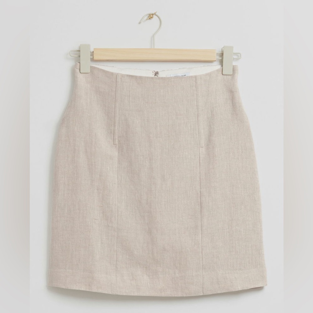 & Other Stories Structured High Waist Linen Skirt - Picture 1 of 7